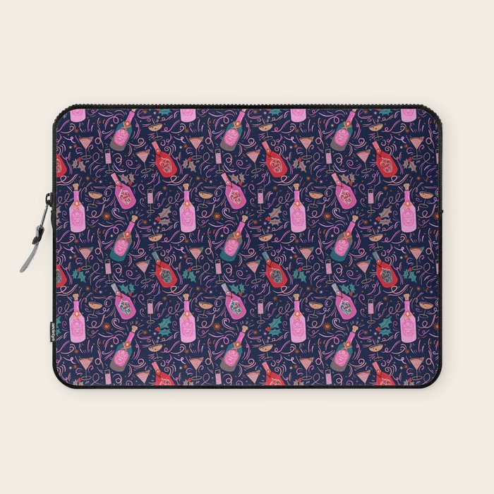 Festive Celebration Pattern  Holiday Champagne Bottles  and Cheers Laptop Sleeve Gallery Image 1