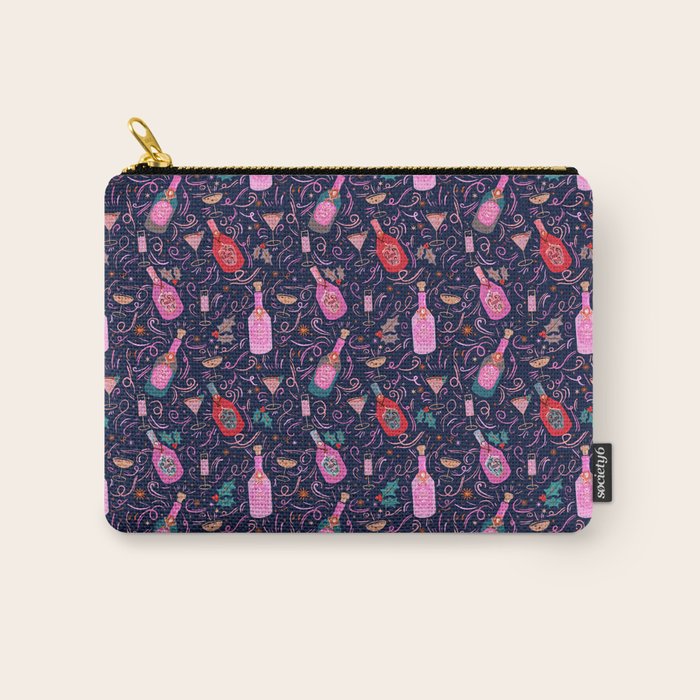 Festive Celebration Pattern  Holiday Champagne Bottles  and Cheers Carry All Pouch Gallery Image 1