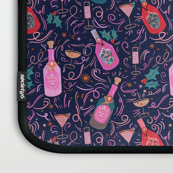 Festive Celebration Pattern  Holiday Champagne Bottles  and Cheers Laptop Sleeve Gallery Image 3