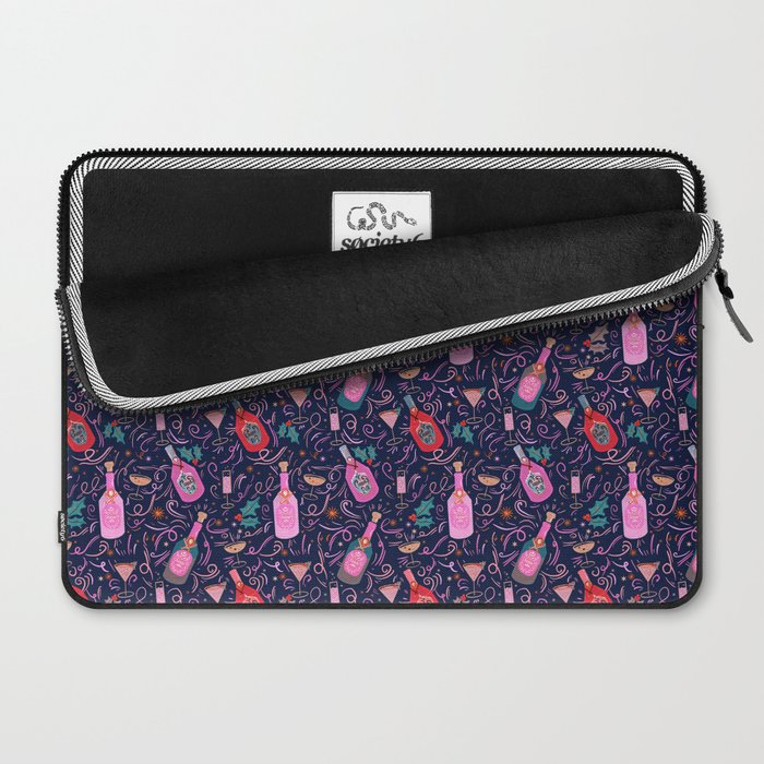 Festive Celebration Pattern  Holiday Champagne Bottles  and Cheers Laptop Sleeve Gallery Image 2