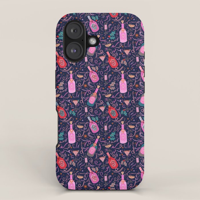 Festive Celebration Pattern  Holiday Champagne Bottles  and Cheers iPhone Case Gallery Image 1