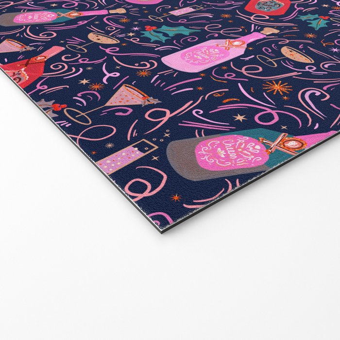 Festive Celebration Pattern  Holiday Champagne Bottles  and Cheers Welcome Mat Gallery Image 2