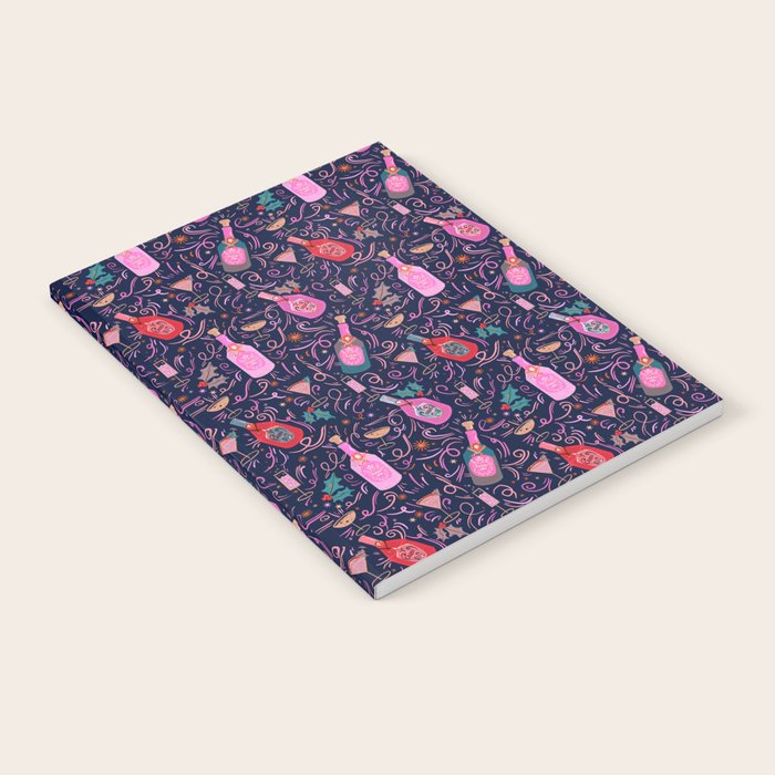 Festive Celebration Pattern  Holiday Champagne Bottles  and Cheers Notebook Gallery Image 2