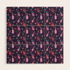 Festive Celebration Pattern  Holiday Champagne Bottles  and Cheers Wood Wall Art Gallery Image 1