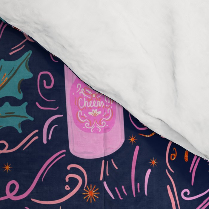 Festive Celebration Pattern  Holiday Champagne Bottles  and Cheers Comforter Gallery Image 4