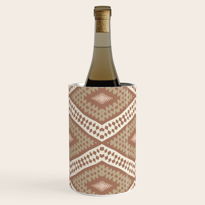 Ikat Hand-cut Pattern 1 Inspired by PANTONE 17 1230 Mocha Mousse Wine Chiller Gallery Image 1