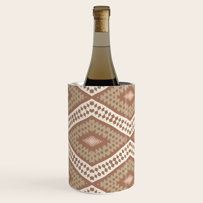 Ikat Hand-cut Pattern 1 Inspired by PANTONE 17 1230 Mocha Mousse Wine Chiller Gallery Image 3