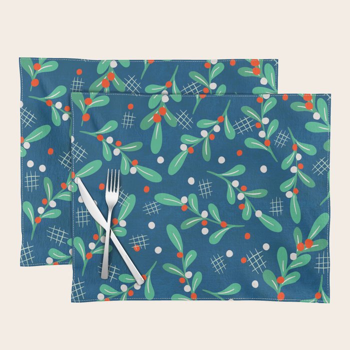 Misseltoe -  christmas pattern no1 Placemat Gallery Image 1