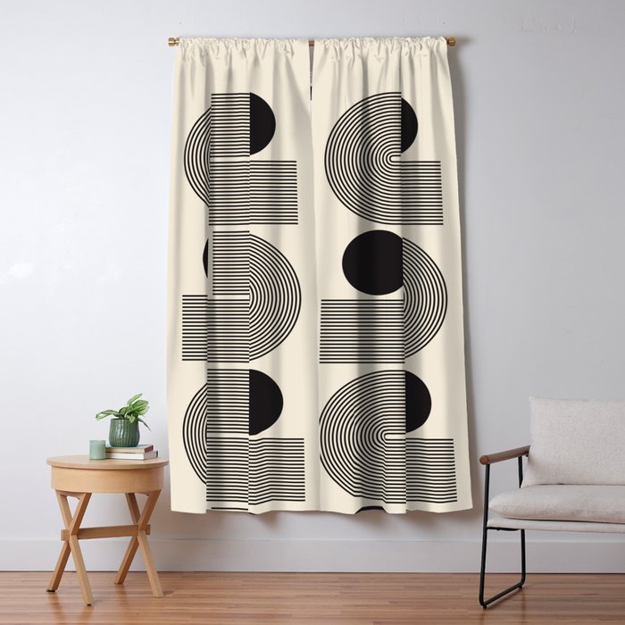 Abstraction_BLACK_LINE_DOT_POP_ART_Minimalism_004D Window Curtain Gallery Image 5