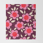 Pink and Maroon Flowers Pop Throw Blanket Gallery Image 2