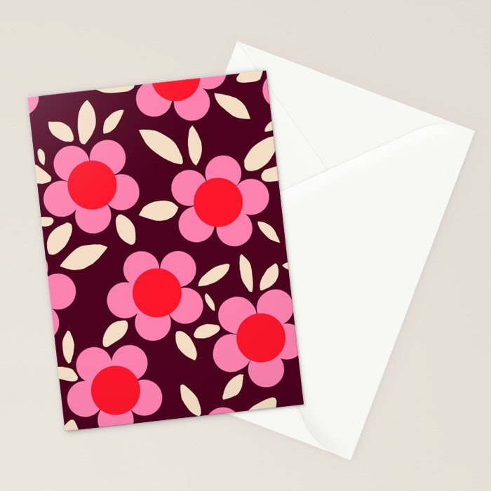 Pink and Maroon Flowers Pop Stationery Card Gallery Image 2