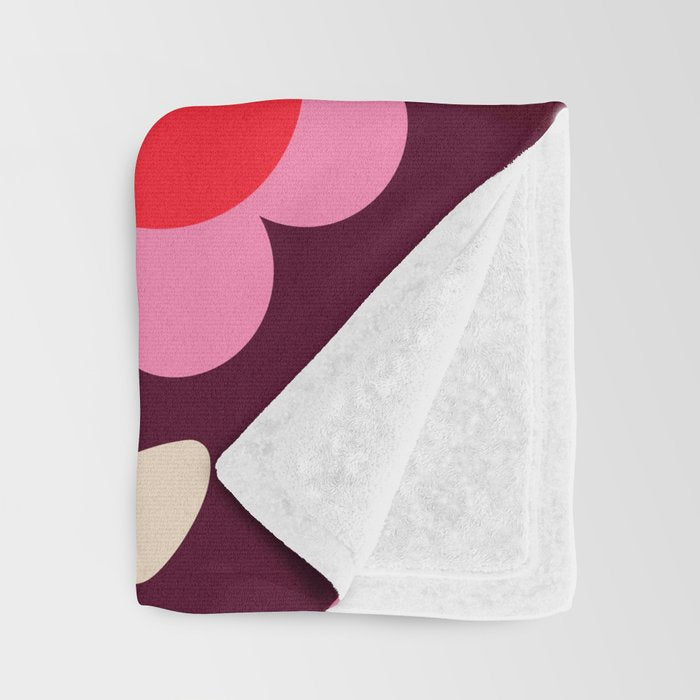 Pink and Maroon Flowers Pop Throw Blanket Gallery Image 3