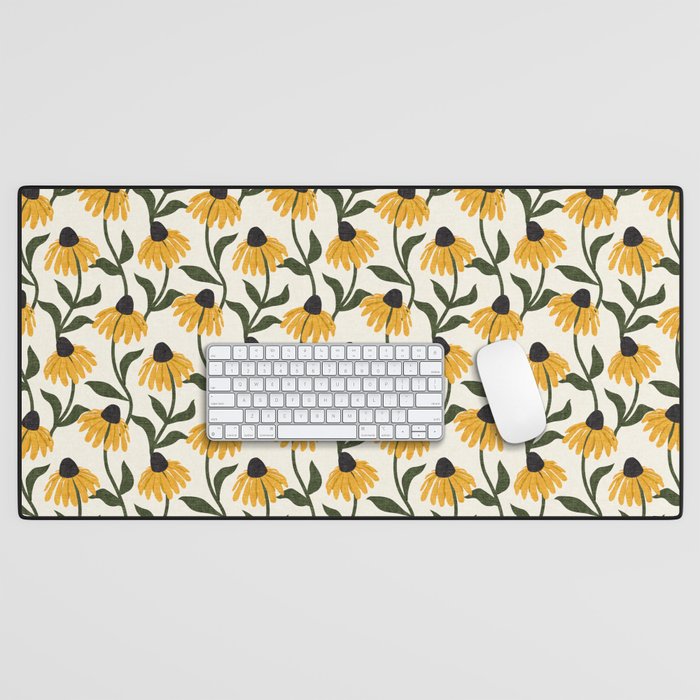 coneflowers - cream Desk Mat Gallery Image 1