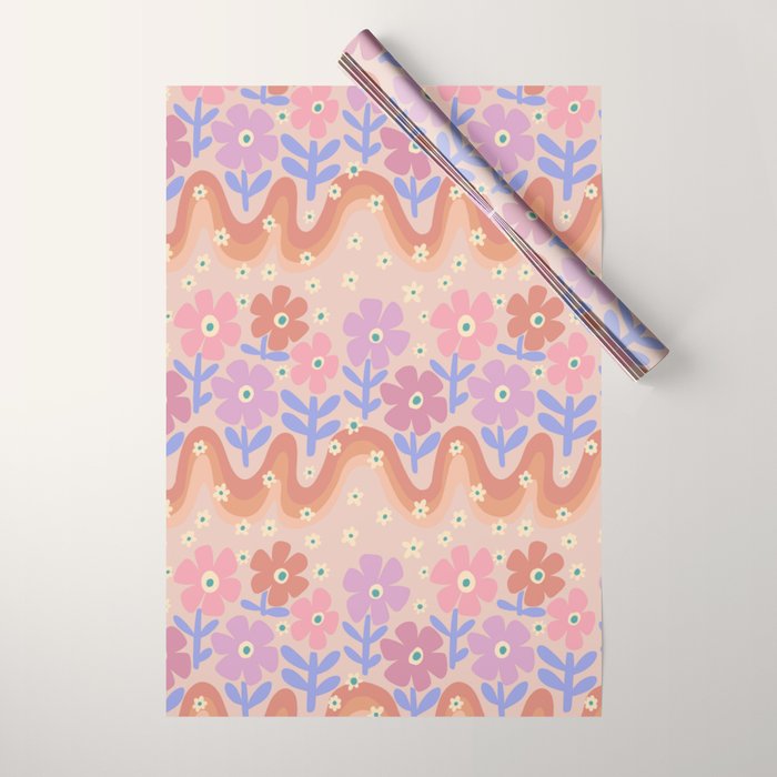 70s Retro Floral vibe Wrapping Paper Gallery Image 1