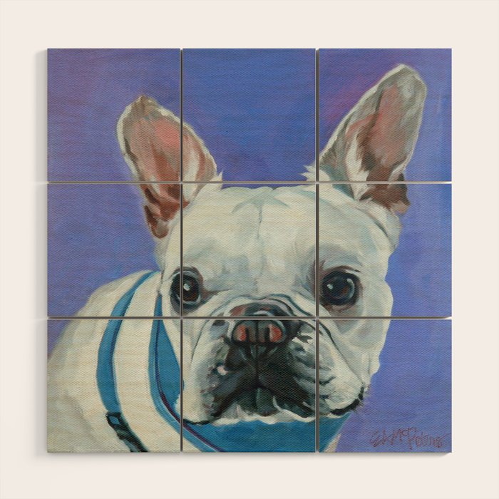 French Bulldog Oil Painting Portrait Wood Wall Art Gallery Image 1
