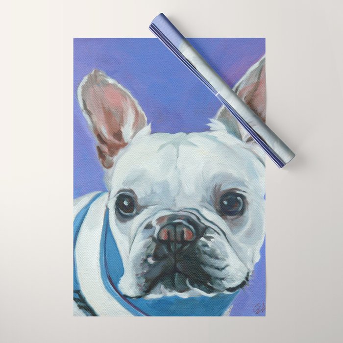 French Bulldog Oil Painting Portrait Wrapping Paper Gallery Image 1