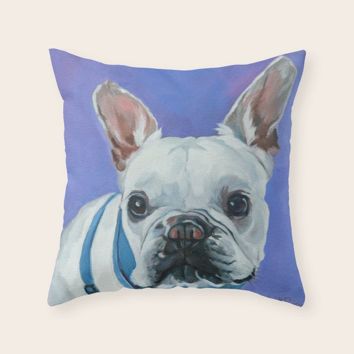 French Bulldog Oil Painting Portrait Throw Pillow Gallery Image 1