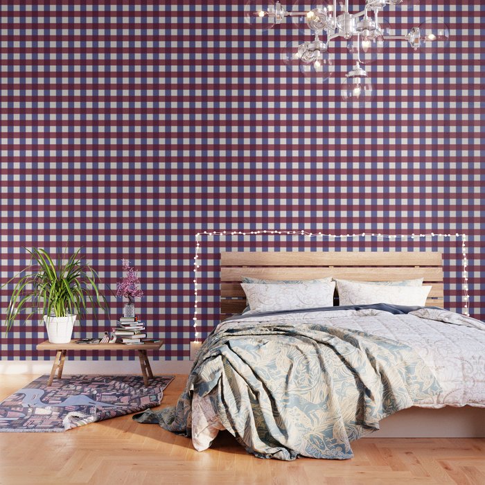Checkered Multicolor Pattern XVII Berry Red and Violet Wallpaper Gallery Image 3