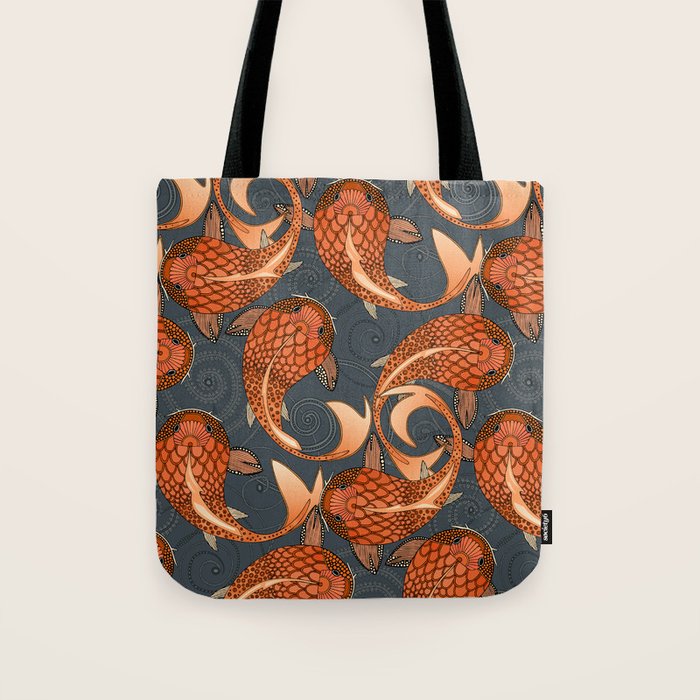 paisley fish gray Tote Bag Gallery Image 1
