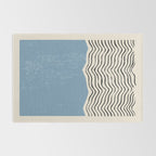 Mid Century Modern Minimalist Blue Waves Rothko Inspired Color Field With Lines Geometric Style  Rug Gallery Image 2