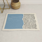 Mid Century Modern Minimalist Blue Waves Rothko Inspired Color Field With Lines Geometric Style  Rug Gallery Image 1