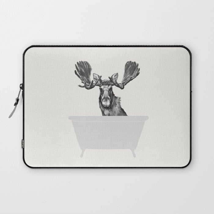 Vintage Moose in Bathtub Laptop Sleeve Gallery Image 1