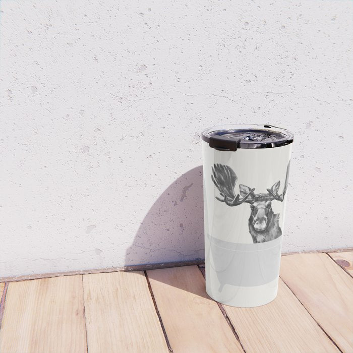 Vintage Moose in Bathtub Travel Mug Gallery Image 4