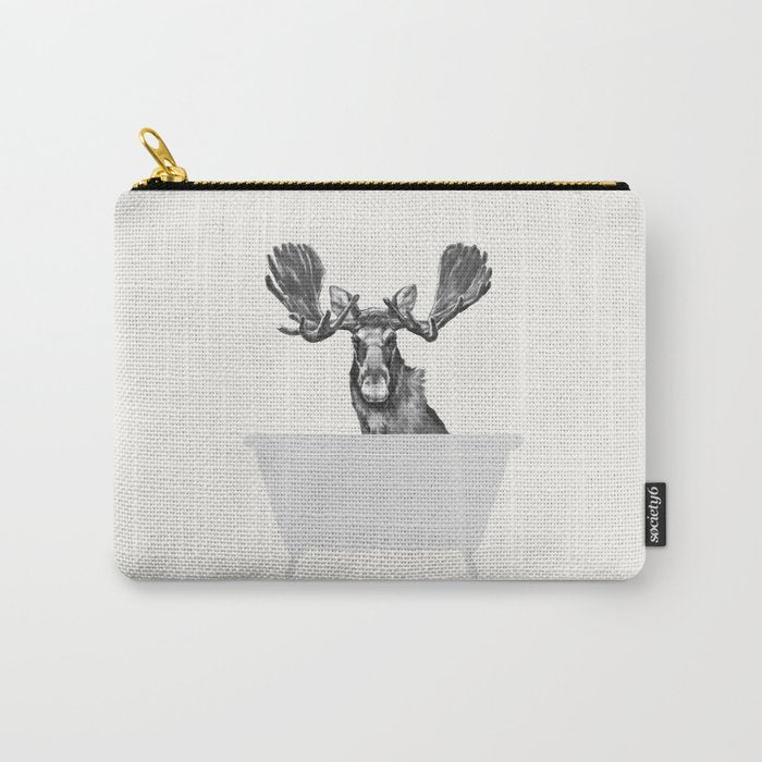 Vintage Moose in Bathtub Carry All Pouch Gallery Image 1