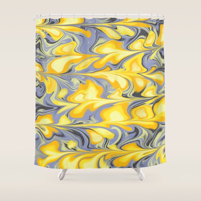 Citrus Lavender Getgel Marble Shower Curtain Gallery Image 1