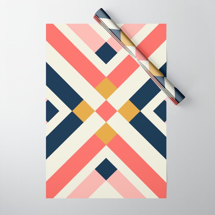 Bold Geometric Quilt Block Wrapping Paper Gallery Image 1