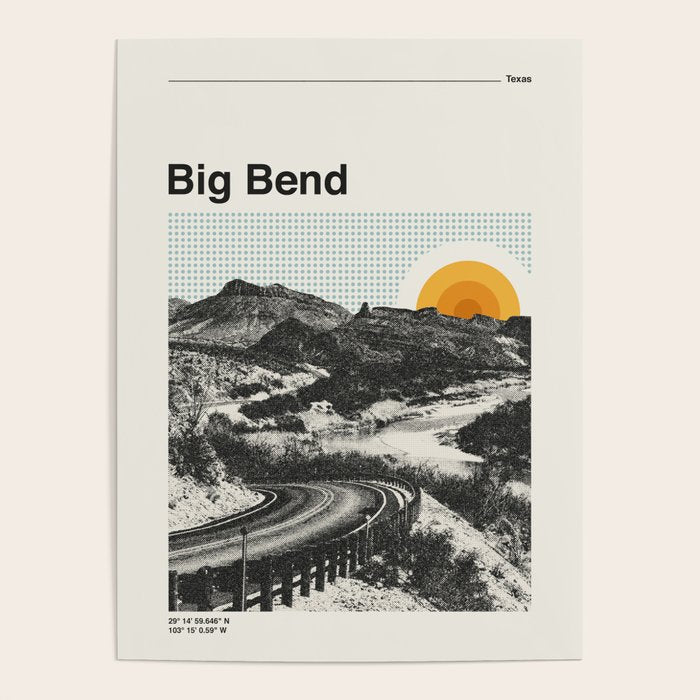 Big Bend National Park Retro Abstract Travel Poster Poster Gallery Image 1
