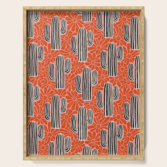 Sonora - red, pink, black, and white  Serving Tray Gallery Image 1