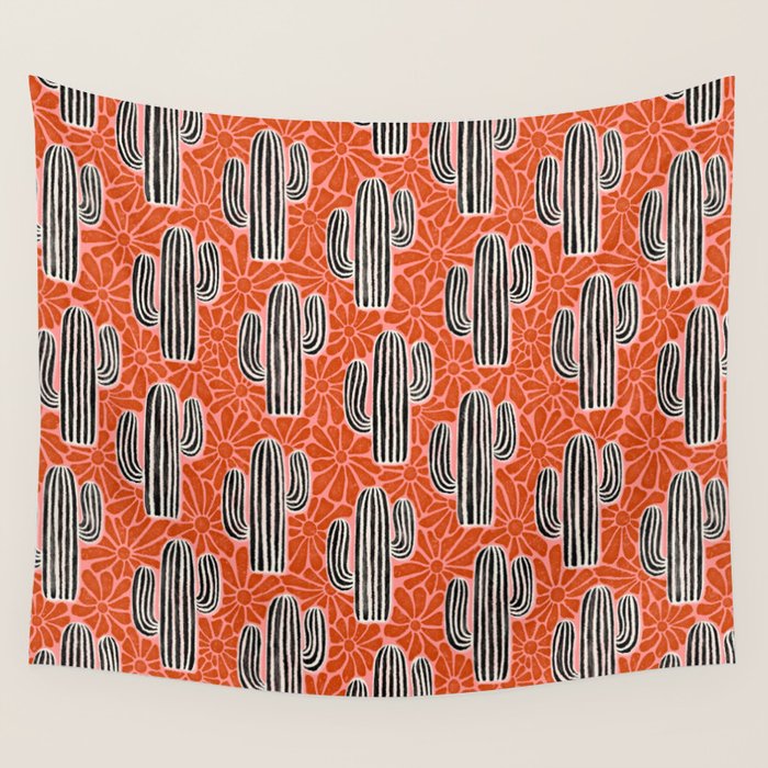 Sonora - red, pink, black, and white  Wall Tapestry Gallery Image 4