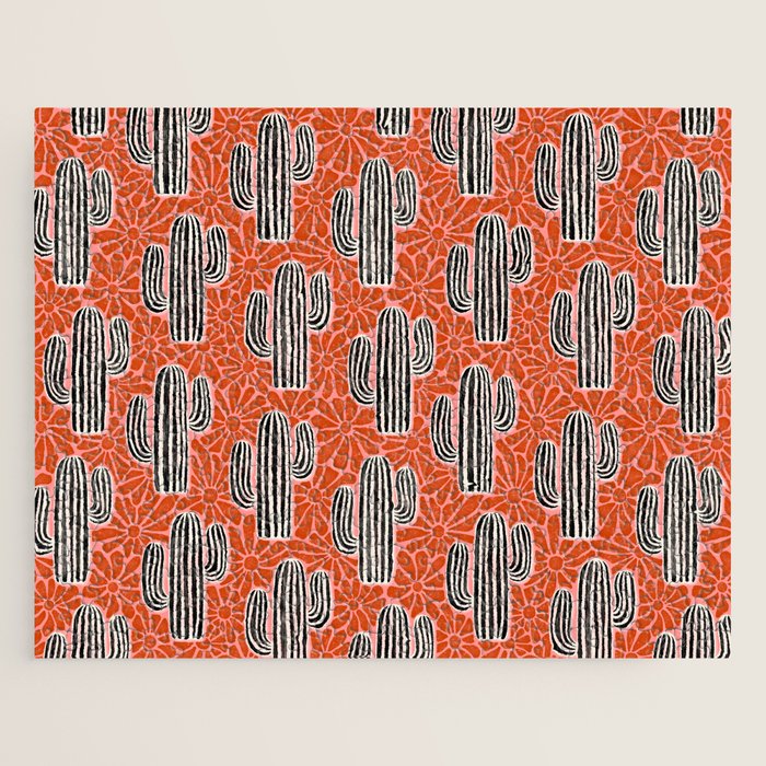 Sonora - red, pink, black, and white  Jigsaw Puzzle