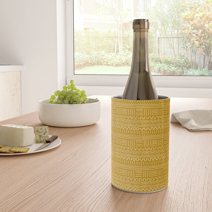 Mud Cloth on Mustard Wine Chiller Gallery Image 4
