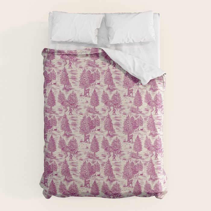 Magenta Bigfoot / Sasquatch Toile de Jouy Duvet Cover Gallery Image 6