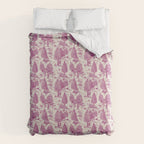 Magenta Bigfoot / Sasquatch Toile de Jouy Duvet Cover Gallery Image 6