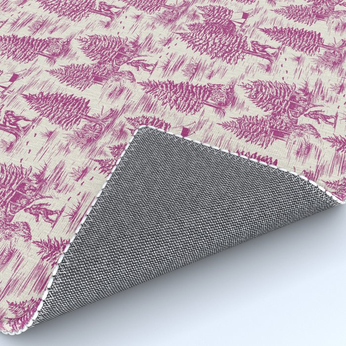 Magenta Bigfoot / Sasquatch Toile de Jouy Rug Gallery Image 4