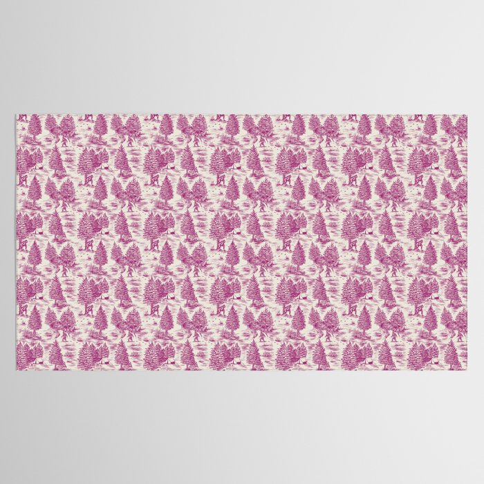 Magenta Bigfoot / Sasquatch Toile de Jouy Tablecloth Gallery Image 2
