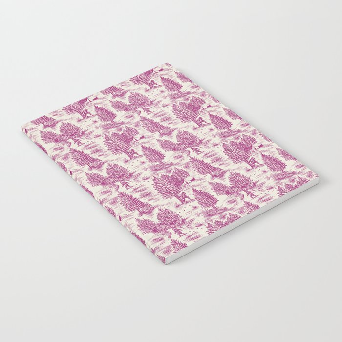 Magenta Bigfoot / Sasquatch Toile de Jouy Notebook Gallery Image 1