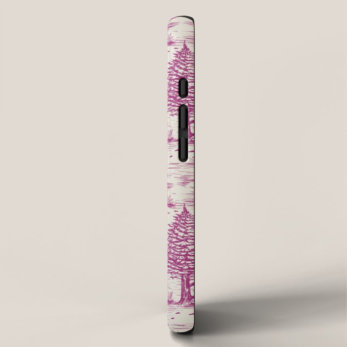 Magenta Bigfoot / Sasquatch Toile de Jouy iPhone Case Gallery Image 2