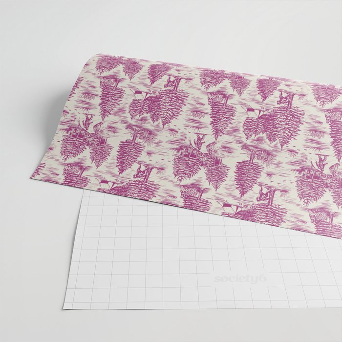 Magenta Bigfoot / Sasquatch Toile de Jouy Wrapping Paper Gallery Image 2