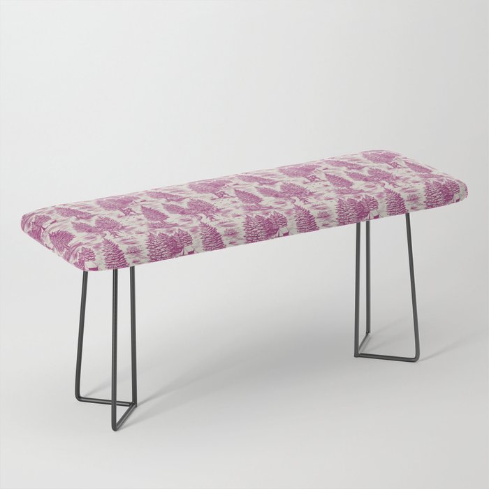 Magenta Bigfoot / Sasquatch Toile de Jouy Bench Gallery Image 1