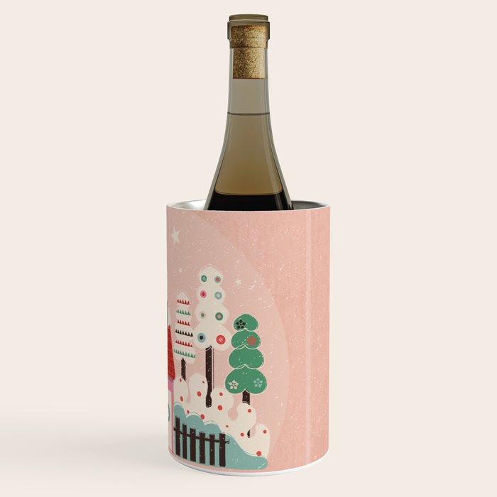 Festive Winter Hut in pink Wine Chiller Gallery Image 3