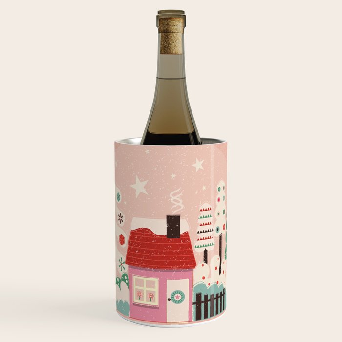 Festive Winter Hut in pink Wine Chiller Gallery Image 1
