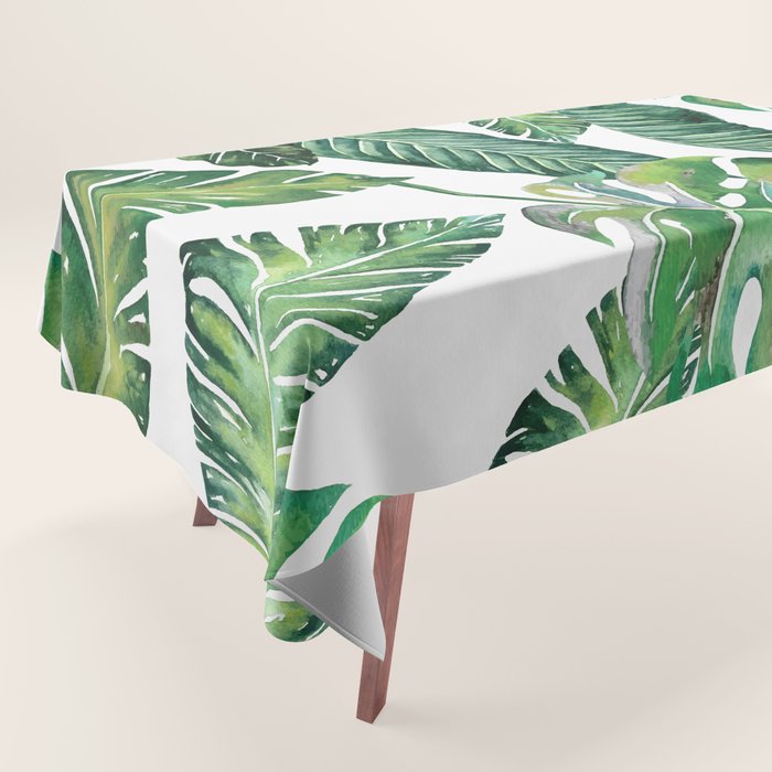 Jungle Leaves, Banana, Monstera #society6 Tablecloth Gallery Image 1