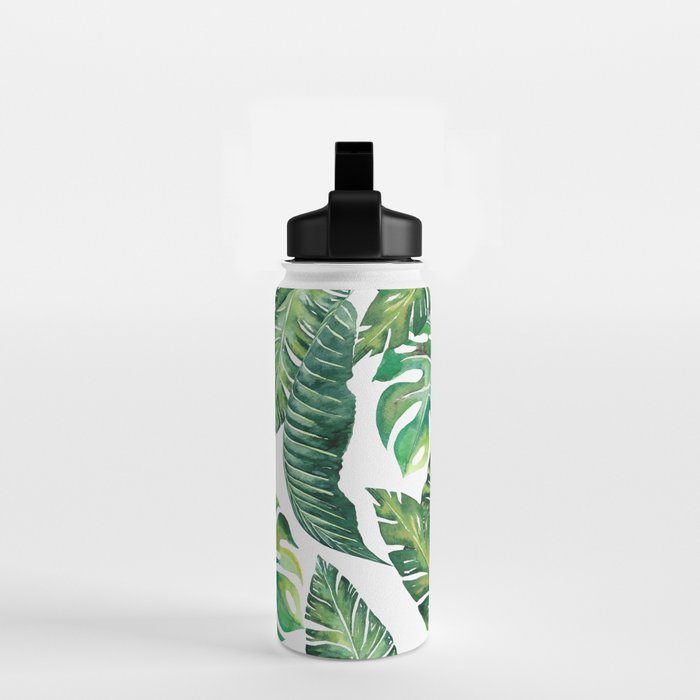 Jungle Leaves, Banana, Monstera #society6 Water Bottle Gallery Image 2