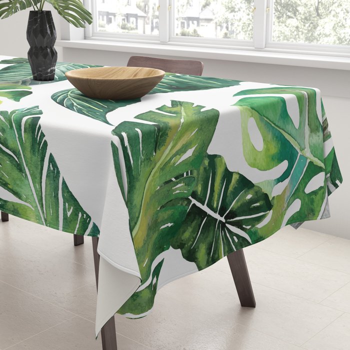 Jungle Leaves, Banana, Monstera #society6 Tablecloth Gallery Image 3