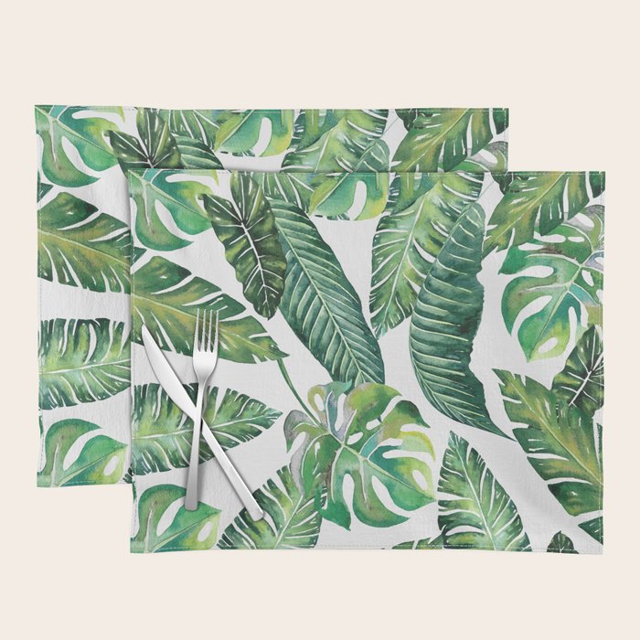 Jungle Leaves, Banana, Monstera #society6 Placemat Gallery Image 1