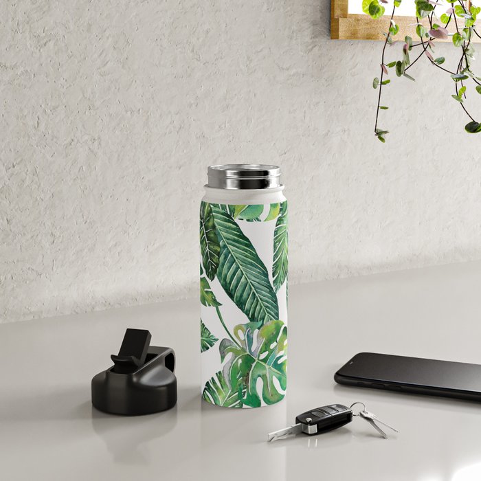 Jungle Leaves, Banana, Monstera #society6 Water Bottle Gallery Image 5